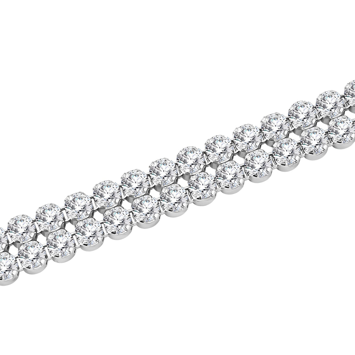Sterling Silver Rhodium Plated 2mm Round CZ Double-Row Tennis Bracelet 7.5 Inch 8928880 1
