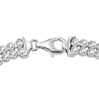Sterling Silver Rhodium Plated 2mm Round CZ Double-Row Tennis Bracelet (Size 7.5)