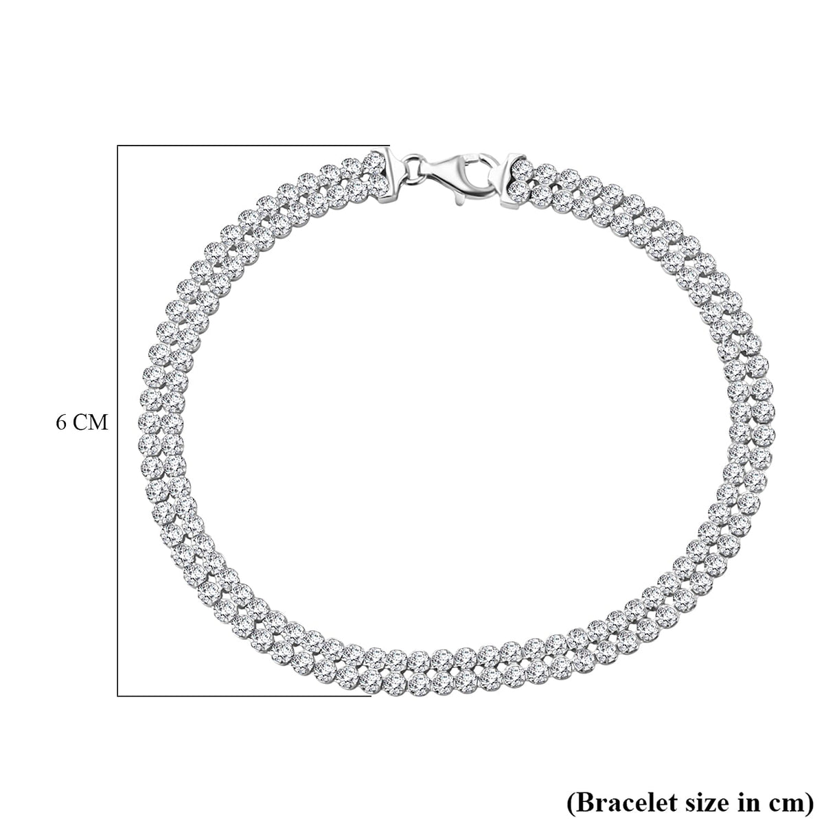 Sterling Silver Rhodium Plated 2mm Round CZ Double-Row Tennis Bracelet 7.5 Inch 8928880 3