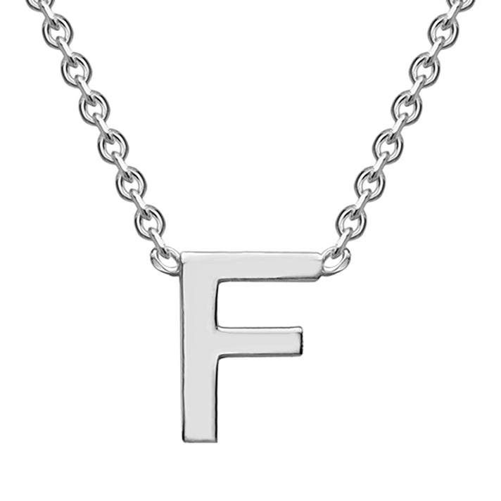 Sterling Silver Rhodium Plated 3.5mm x 4.5mm F Initial Adjustable Necklace 15 Inch to 17 Inch 7368140 1
