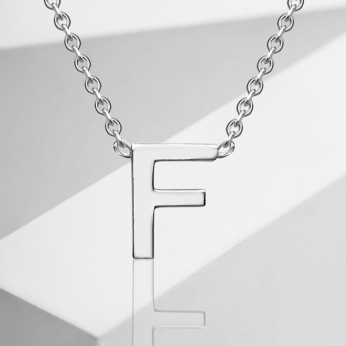 Sterling Silver Rhodium Plated 3.5mm x 4.5mm F Initial Adjustable Necklace 15 Inch to 17 Inch 7368140 2
