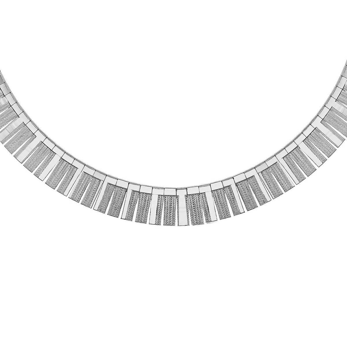 Sterling Silver Rhodium Plated 3.5mm-9mm Graduated Polished Stripe Cleopatra Necklace 17 Inch 8928825 0