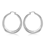 Sterling Silver Rhodium Plated 5mm Graduated Electroform Creole Earrings