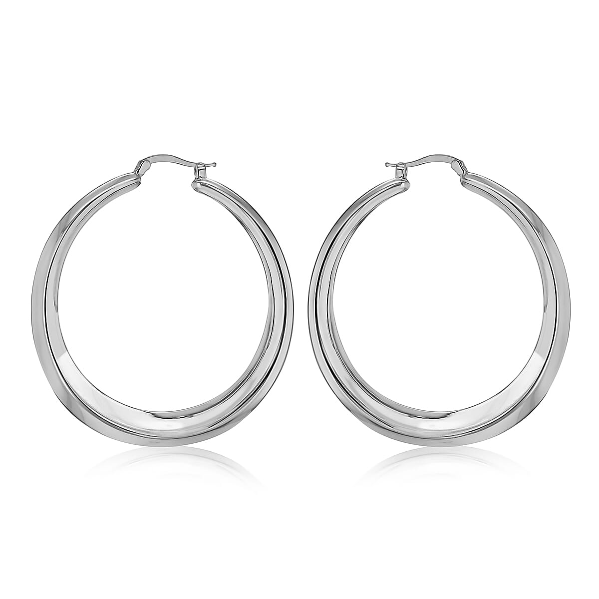 Sterling Silver Rhodium Plated 5mm Graduated Electroform Creole Earrings 8927571 0