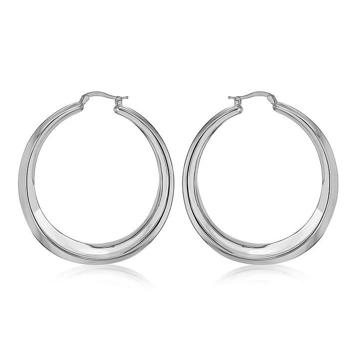 Sterling Silver Rhodium Plated 5mm Graduated Electroform Creole Earrings 8927571 1