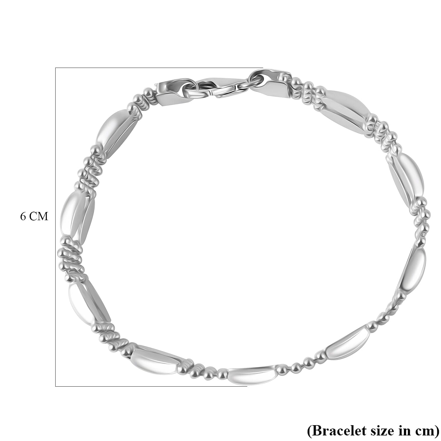 Sterling Silver Rhodium Plated 7.2mm Double Oval and Balls Bracelet 7.5 Inch 7315160 2