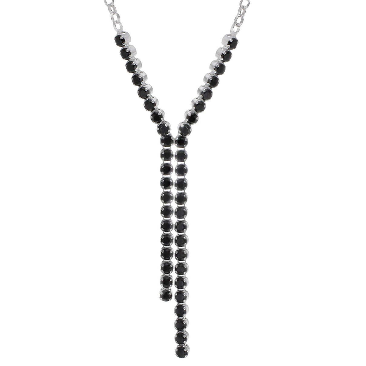 Sterling Silver Rhodium Plated Black Spinel Drop Necklet 18 Inch 8928819 0