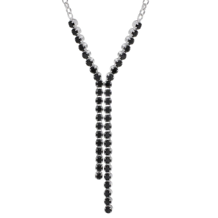 Sterling Silver Rhodium Plated Black Spinel Drop Necklet 18 Inch 8928819 1