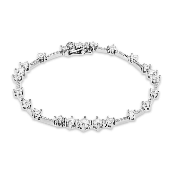 Sterling Silver Rhodium Plated CZ 1.5mm-5.5mm Interval Tennis Bracelet 7.5 Inch 8928877 1