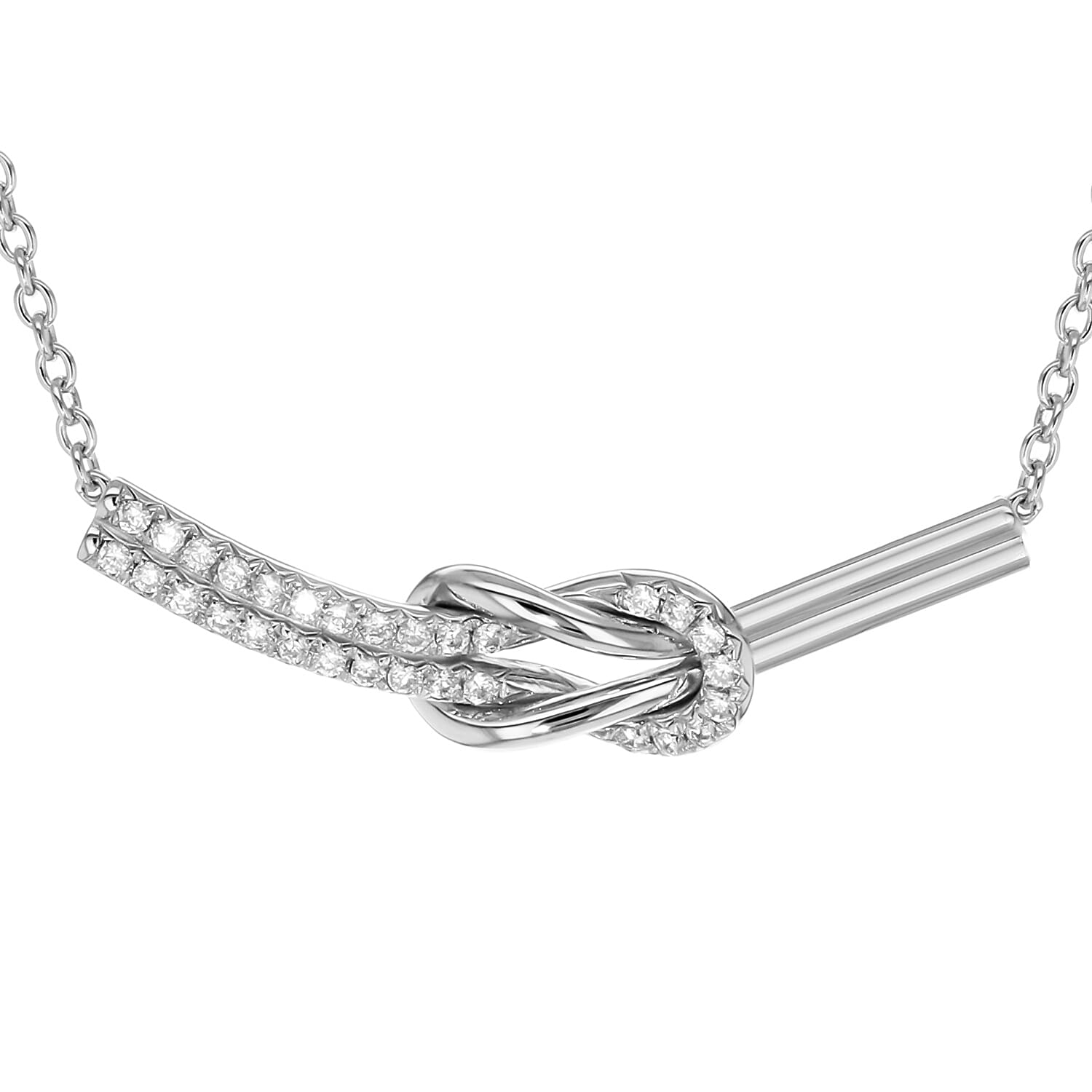 Sterling Silver Rhodium Plated CZ Figure 8 Knot Adjustable Necklet 15.5 - 16.5 Inch 8928821 0