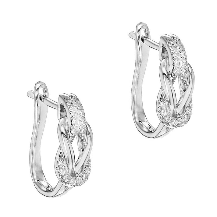Sterling Silver Rhodium Plated CZ Figure 8 Knot Huggie Earrings 8927642 1