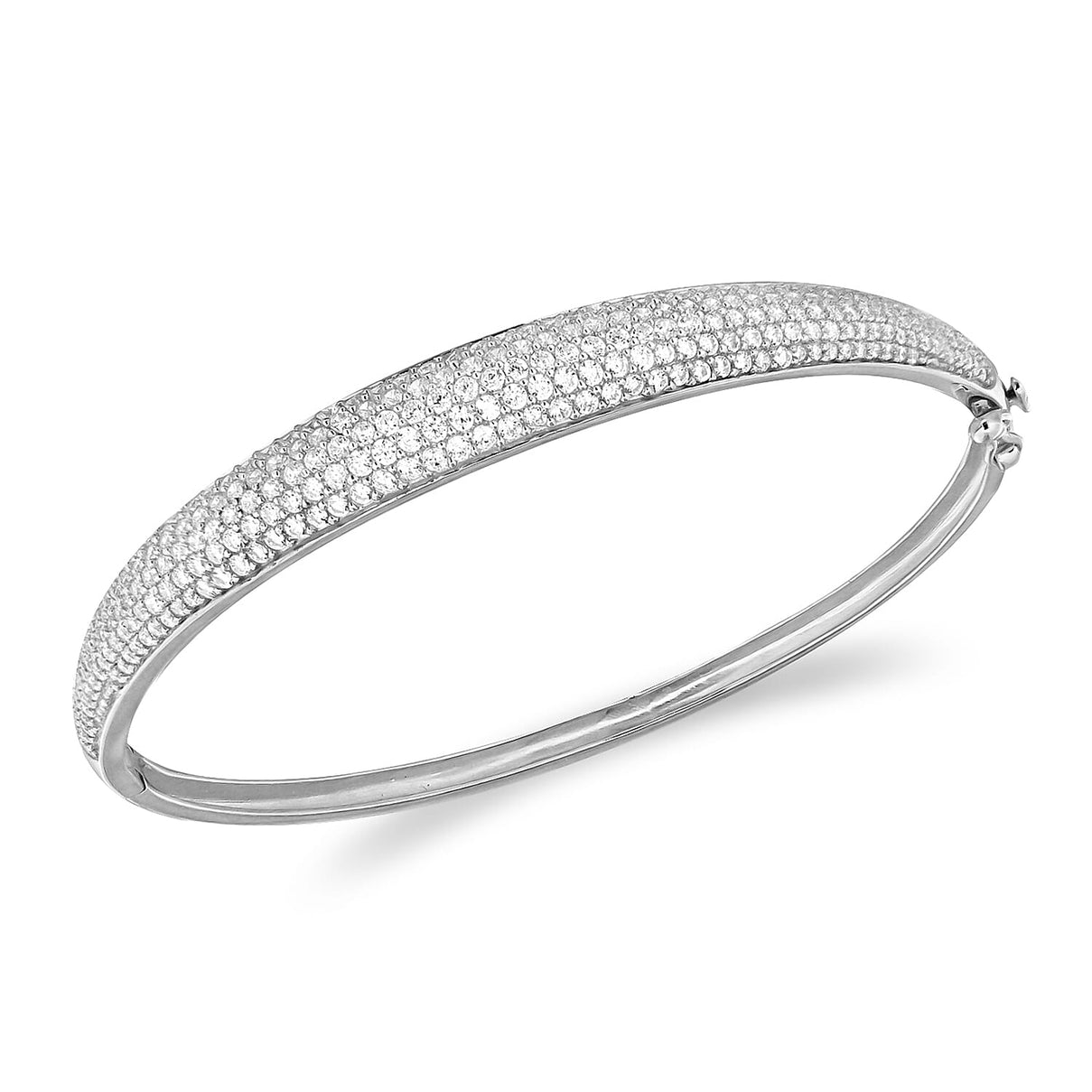 Sterling Silver Rhodium Plated CZ Pave Set 3.5mm-7mm Bangle 6.85 Inch 8927493 0