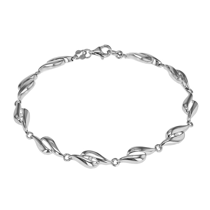Sterling Silver Rhodium Plated Diamond Lips Bracelet 7.5 Inch 8928867 1