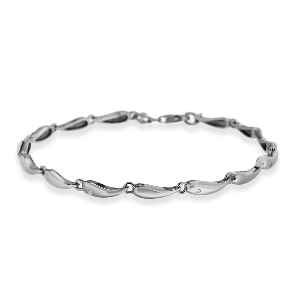 Sterling Silver Rhodium Plated Diamond Twist Link Bracelet 7.75 Inch 8928866 0