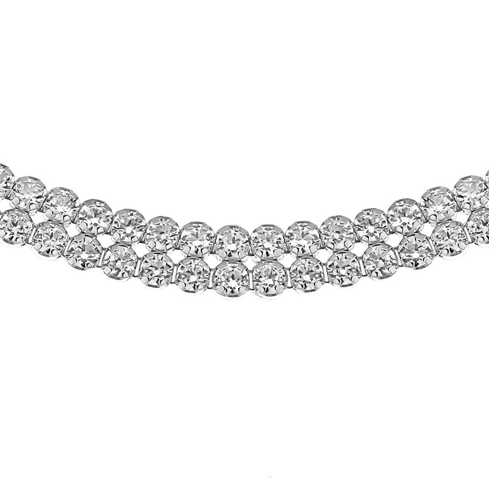 Sterling Silver Rhodium Plated Double-Row CZ Tennis Necklace 16.5 Inch 8928814 1