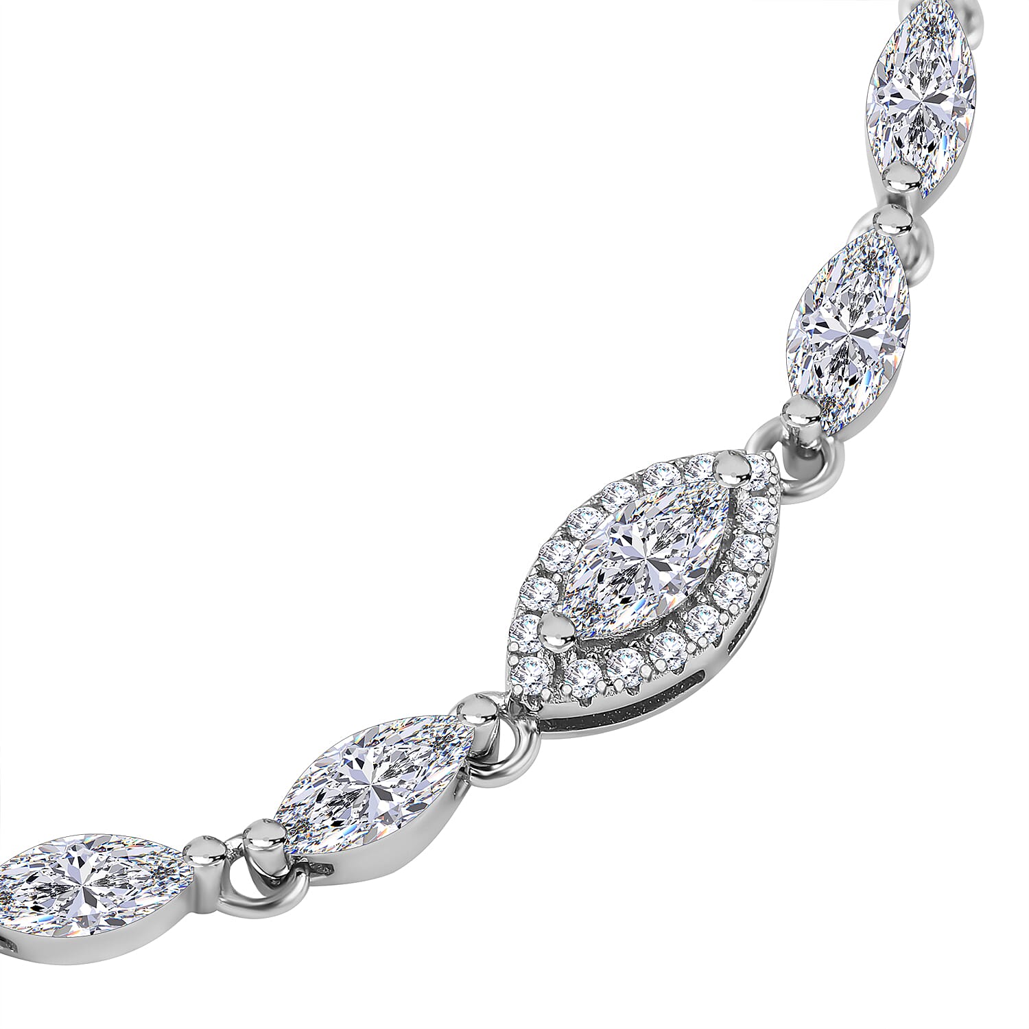 Sterling Silver Rhodium Plated Marquise CZ 5.5mm Adjustable Box Chain Slider Bracelet 4 - 9 Inch 8928898 2
