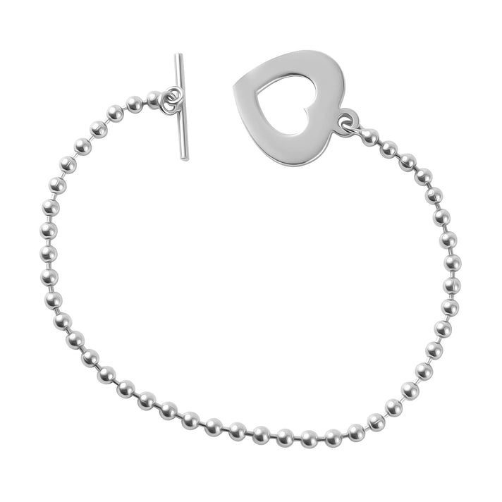 Sterling Silver Rhodium Plated Open Heart T Bar Bracelet 7.5 Inch 7313360 1