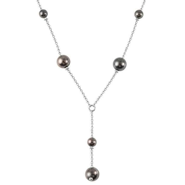 Sterling Silver Rhodium Plated and Ruthenium Bead Y Necklace 18 Inch 7317702 2