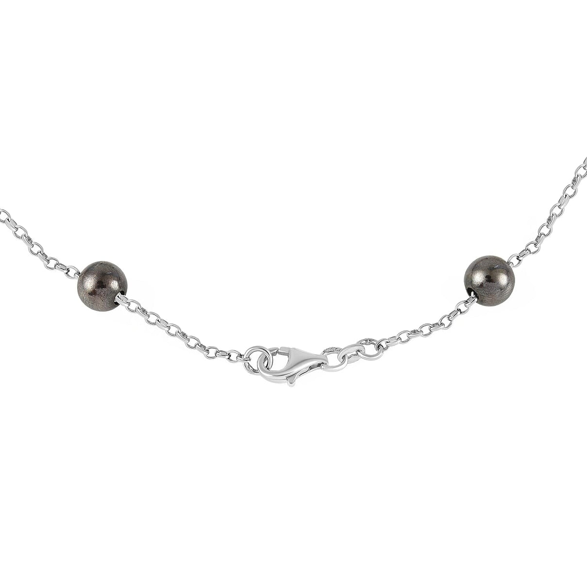 Sterling Silver Rhodium Plated and Ruthenium Bead Y Necklace 18 Inch 7317702 3