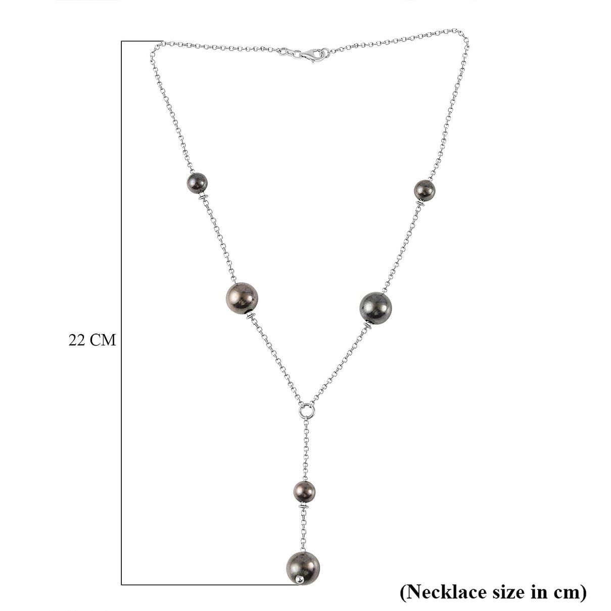 Sterling Silver Rhodium Plated and Ruthenium Bead Y Necklace 18 Inch 7317702 5