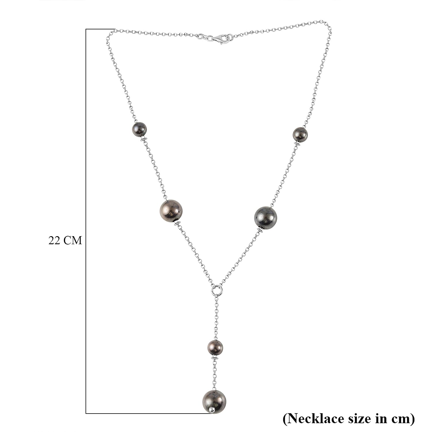 Sterling Silver Rhodium Plated and Ruthenium Bead Y Necklace 18 Inch 7317702 5