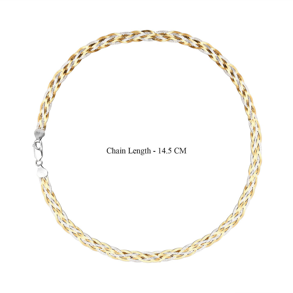 Sterling Silver Rhodium and Yellow Gold Plated Herringbone Necklace 17 Inch 8928827 3