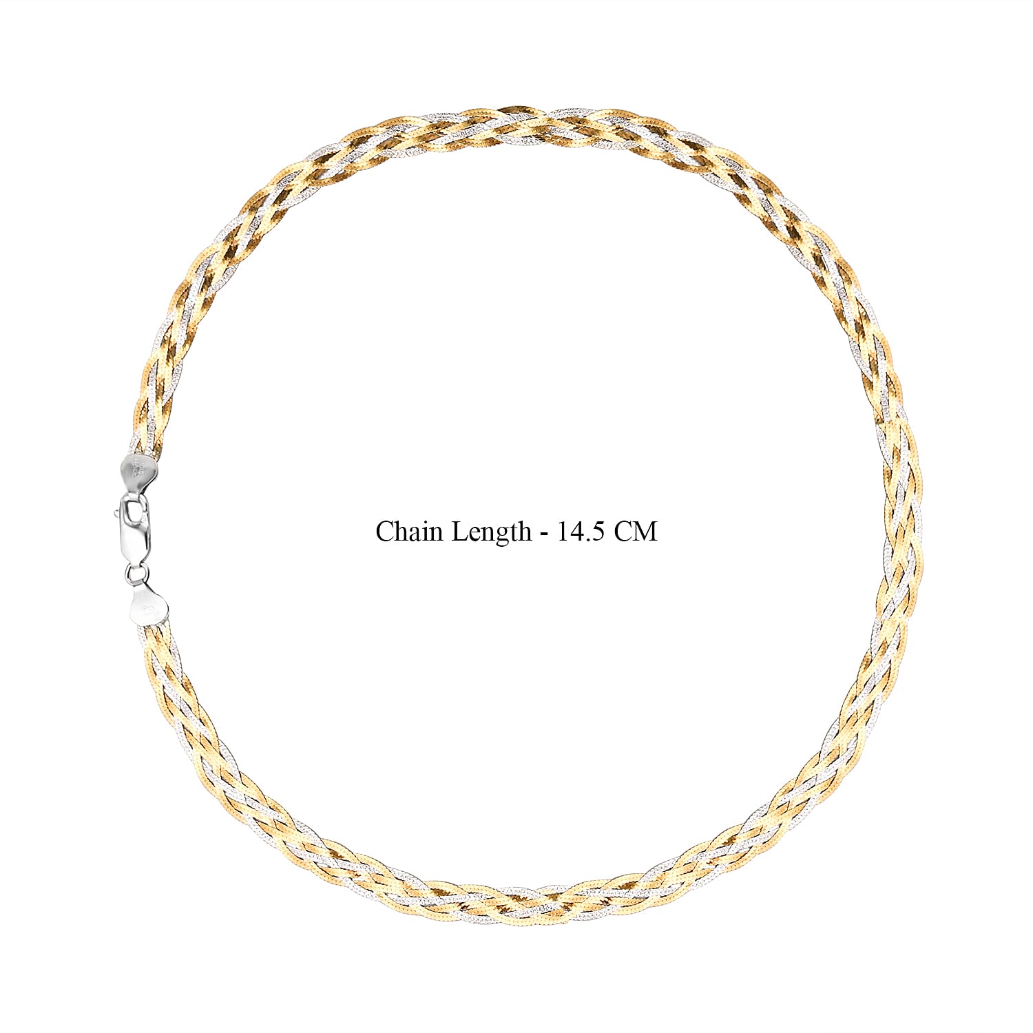 Sterling Silver Rhodium and Yellow Gold Plated Herringbone Necklace 17 Inch 8928827 3