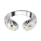 Royal Bali Collection - 18K Yellow Gold and Sterling Silver Cuff Ring, Silver Wt 6.20 GM