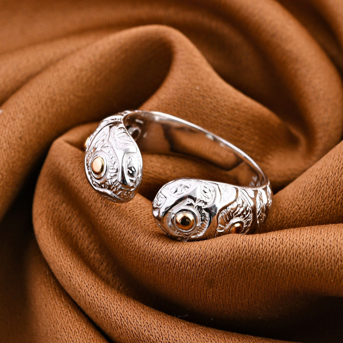 Royal Bali Collection - 14K Yellow Gold and Sterling Silver Cuff Ring, Silver Wt 6.20 GM 7654194 1