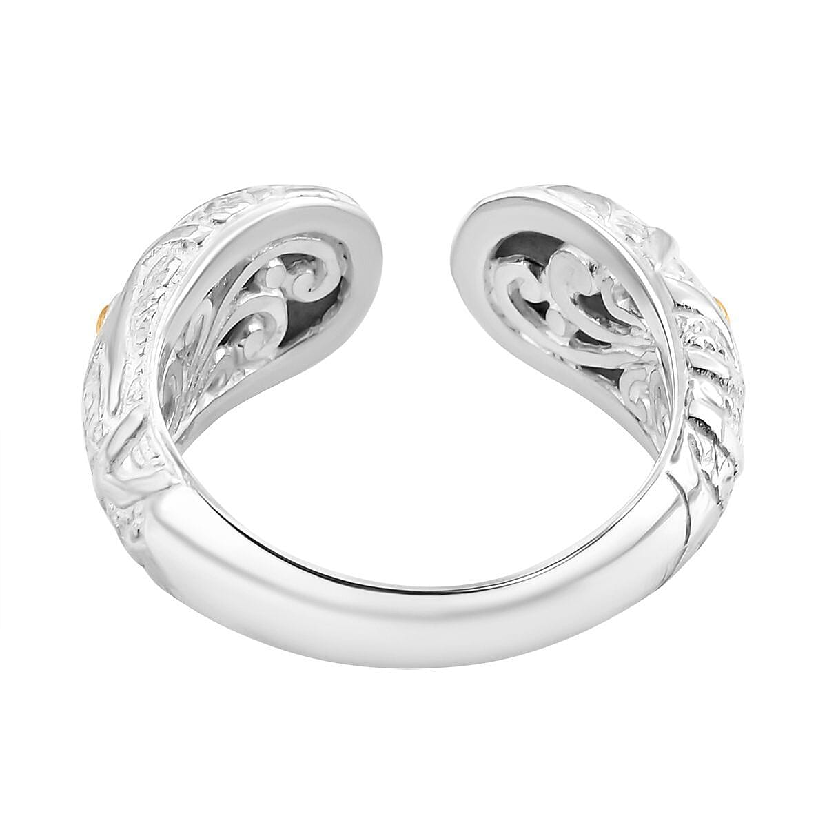 Royal Bali Collection - 14K Yellow Gold and Sterling Silver Cuff Ring, Silver Wt 6.20 GM 7654194 4