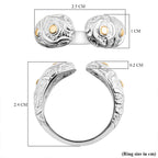 Royal Bali Collection - 18K Yellow Gold and Sterling Silver Cuff Ring, Silver Wt 6.20 GM