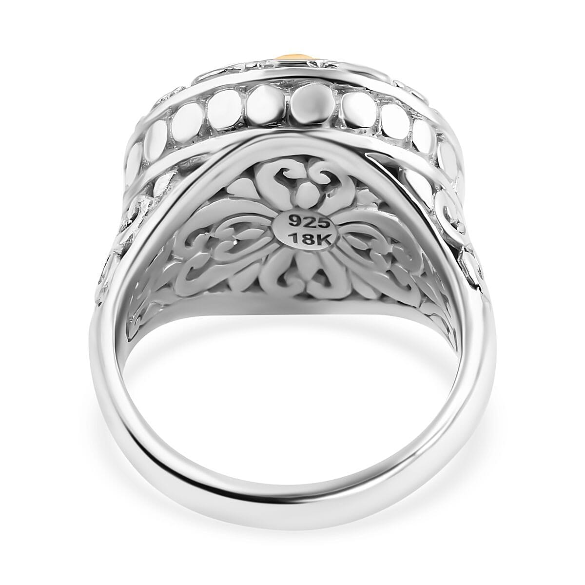 Royal Bali Iconic Collection - 18K Yellow Gold and Sterling Silver Filigree Ring, Silver Wt 8.80 GM 7654190 4