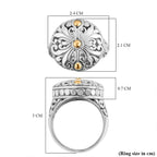 Royal Bali Iconic Collection - 18K Yellow Gold and Sterling Silver Filigree Ring, Silver Wt 8.80 GM