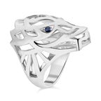 Royal Bali Collection - Dragon with Blue Sapphire Ring in Sterling Silver , Silver Wt. 10.80 Gms.