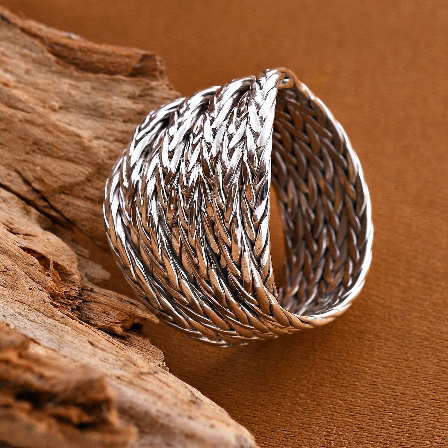 Royal Bali Collection - Sterling Silver Tulang Naga Braided Ring, Silver Wt. 8.50 Gms 7646247 1