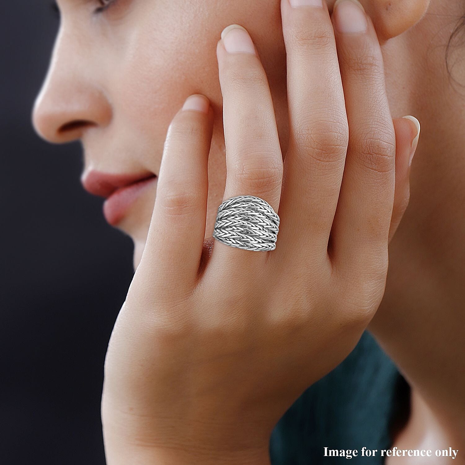 Royal Bali Collection - Sterling Silver Tulang Naga Braided Ring, Silver Wt. 8.50 Gms 7646247 2