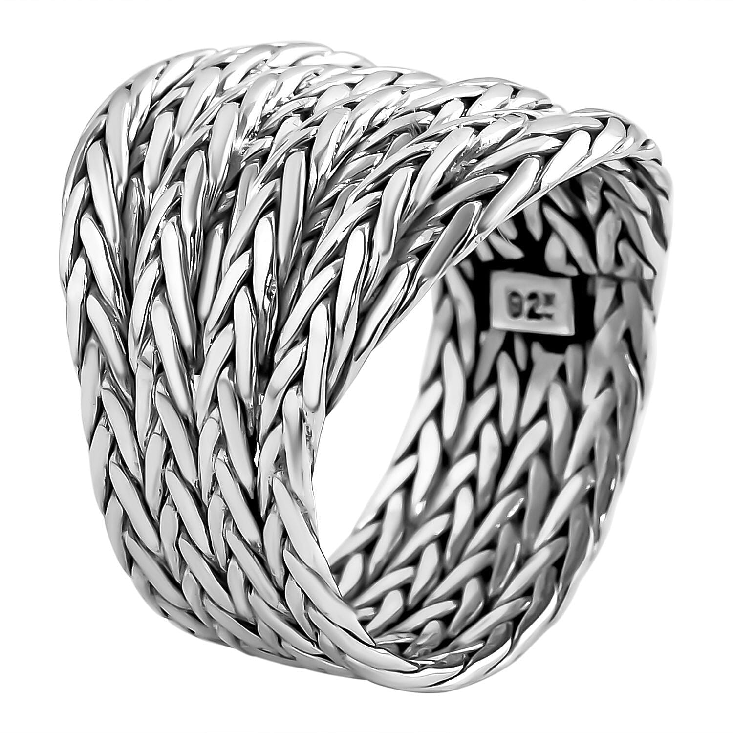Royal Bali Collection - Sterling Silver Tulang Naga Braided Ring, Silver Wt. 8.50 Gms 7646247 3