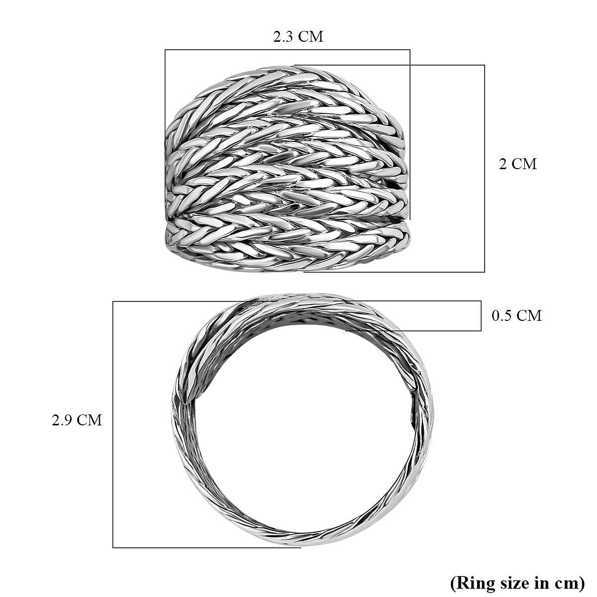 Royal Bali Collection - Sterling Silver Tulang Naga Braided Ring, Silver Wt. 8.50 Gms 7646247 5