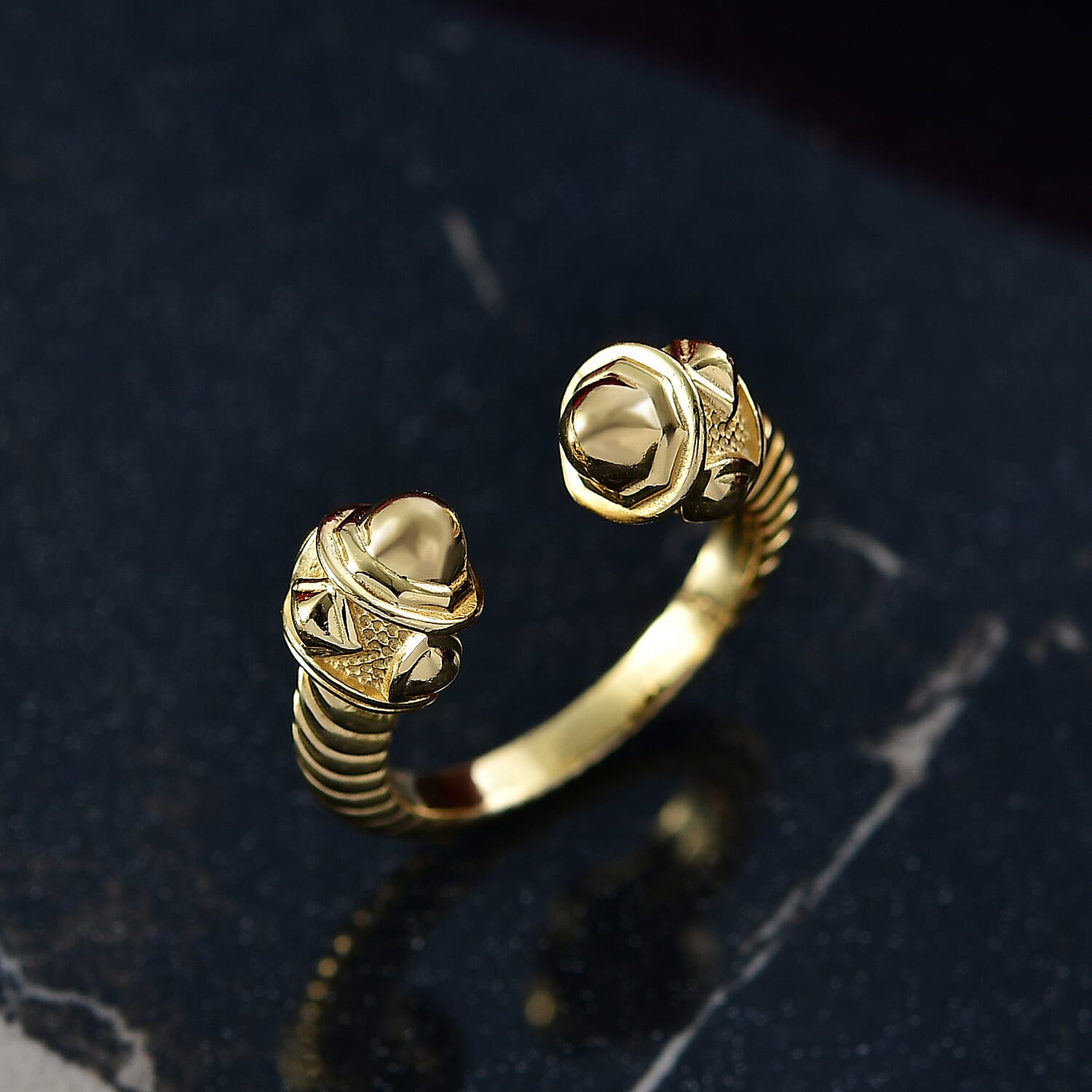 D'joy Sterling Silver Adjustable Ring in Yellow Gold Plating 8237294 1