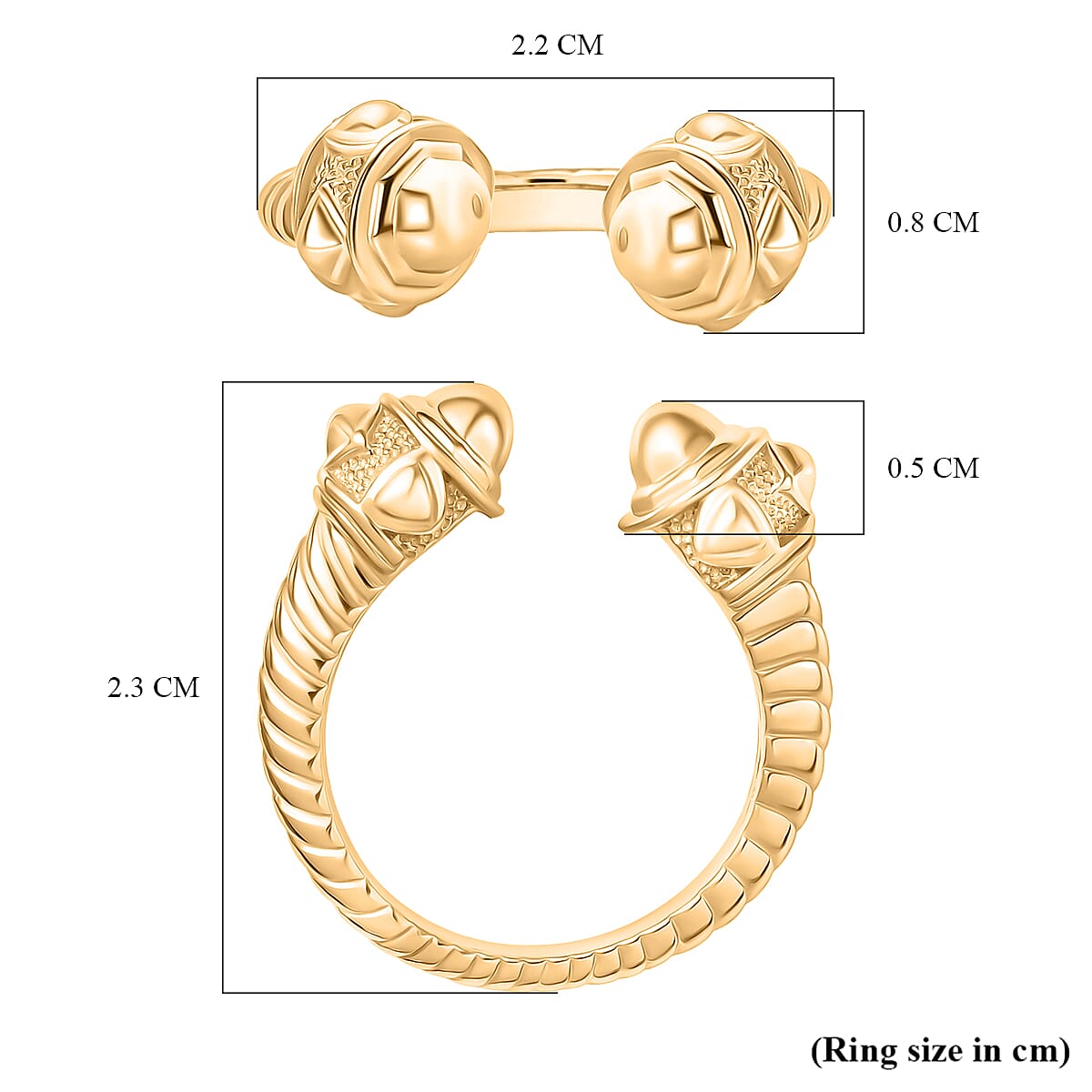 D'joy Sterling Silver Adjustable Ring in Yellow Gold Plating 8237294 5