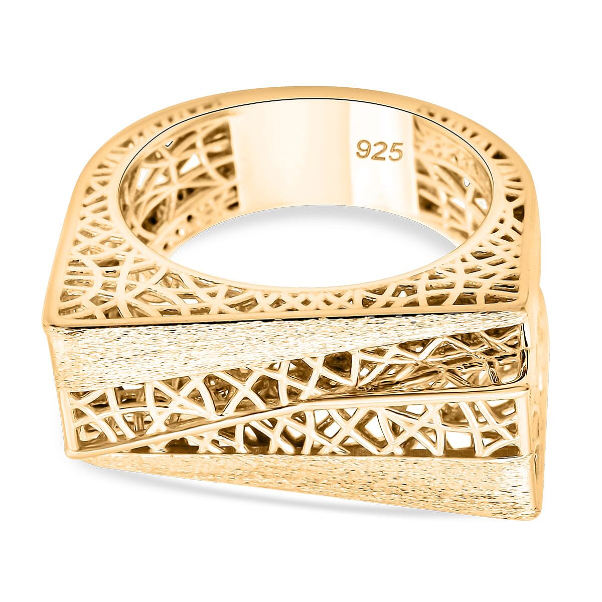 Treasure of Siam - Sterling Silver Lattice Cocktail Ring in Yellow Gold Plating 8240837 0