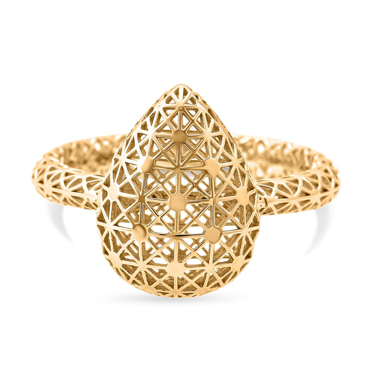 Treasure of Siam - Sterling Silver Openwork Teardrop Ring in Yellow Gold Plating 8239750 0