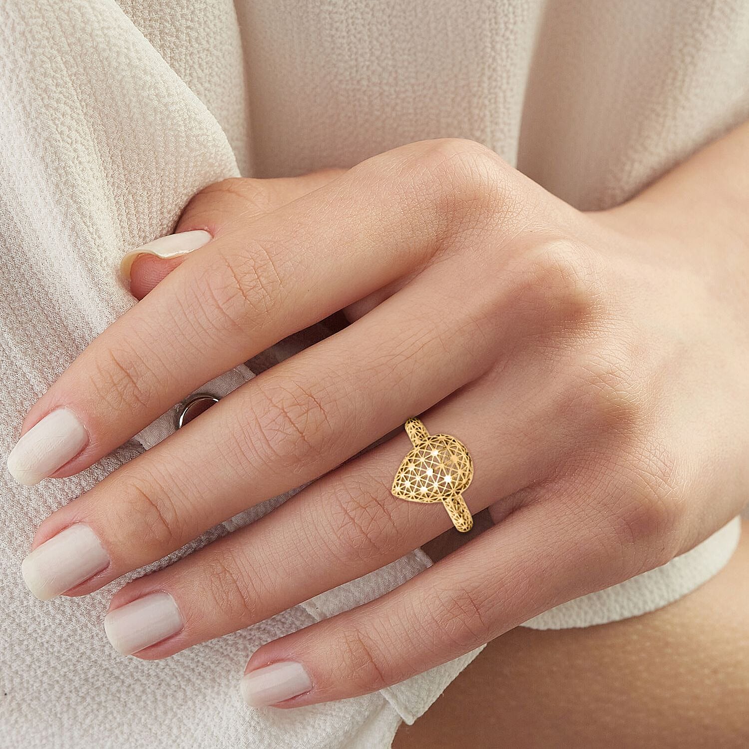 Treasure of Siam - Sterling Silver Openwork Teardrop Ring in Yellow Gold Plating 8239750 2