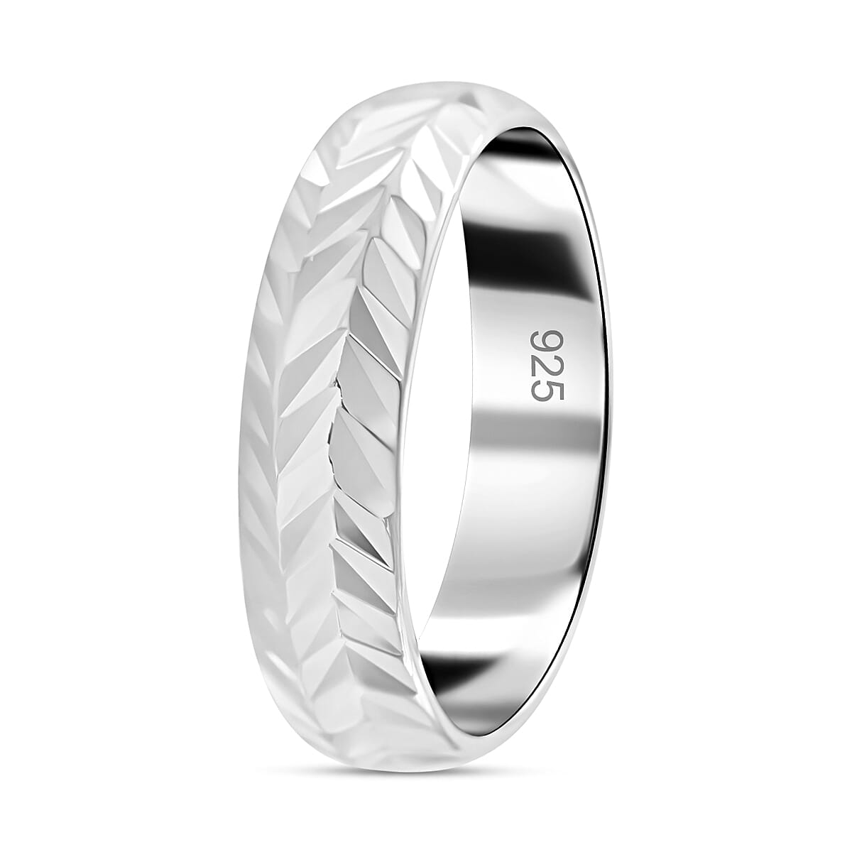 Sterling Silver Diamond-Cut Arrow Band Ring 7791142 2
