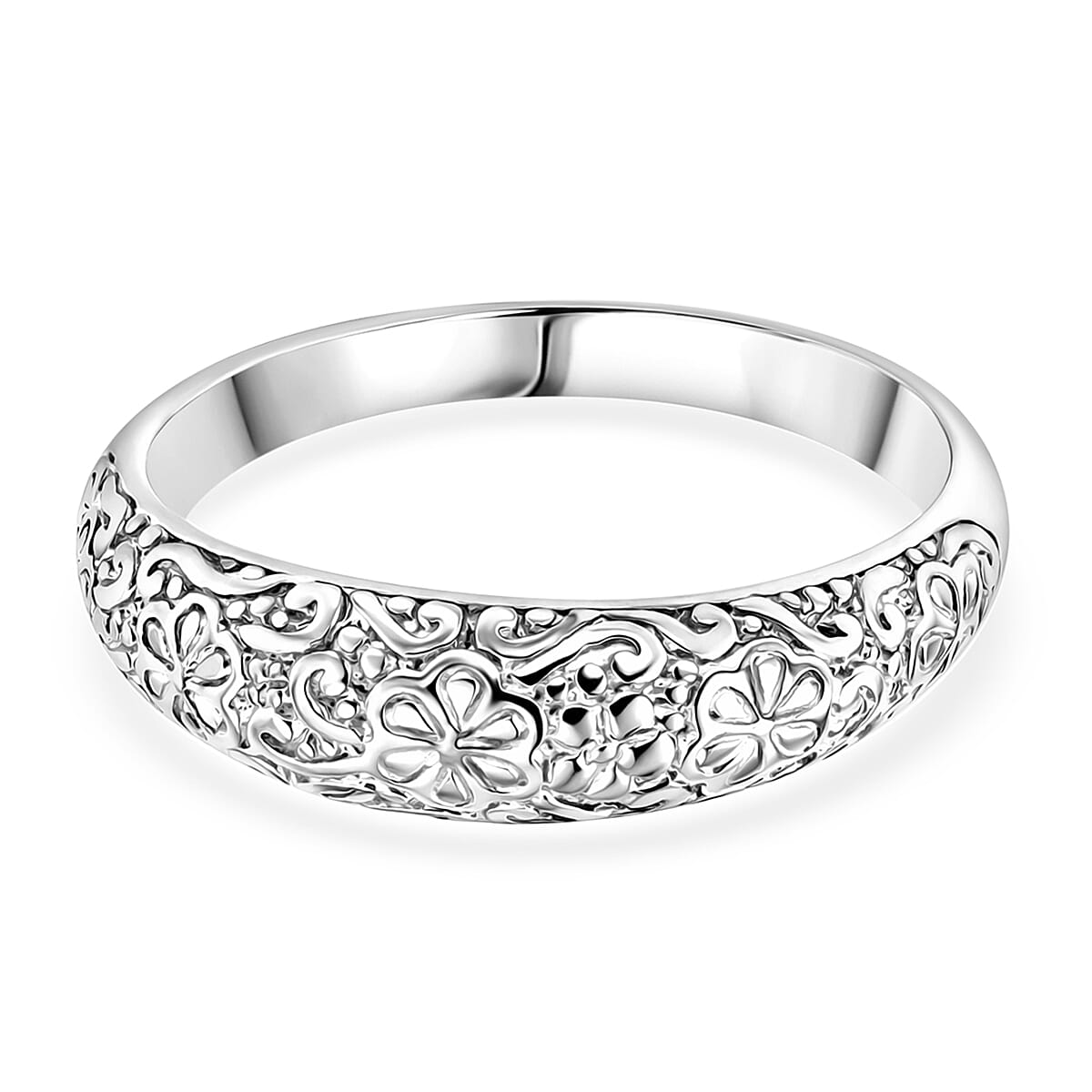 Floral Engraved Band Ring in Sterling Silver 8514137 0