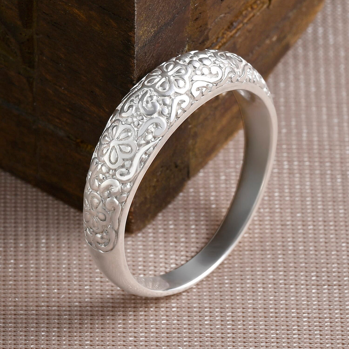 Floral Engraved Band Ring in Sterling Silver 8514137 3