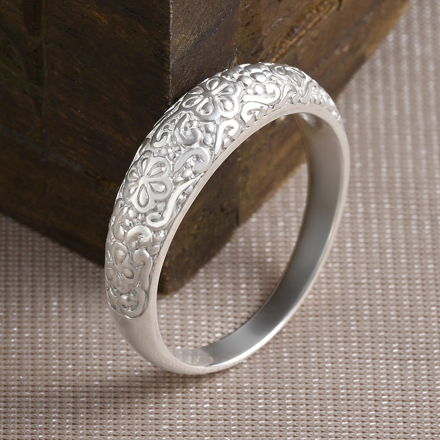 Floral Engraved Band Ring in Sterling Silver 8514137 3