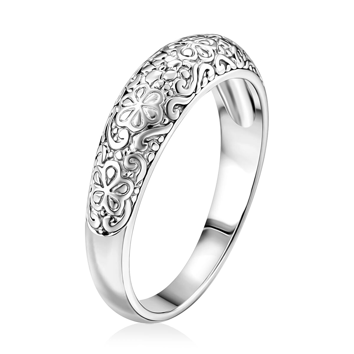 Floral Engraved Band Ring in Sterling Silver 8514137 4