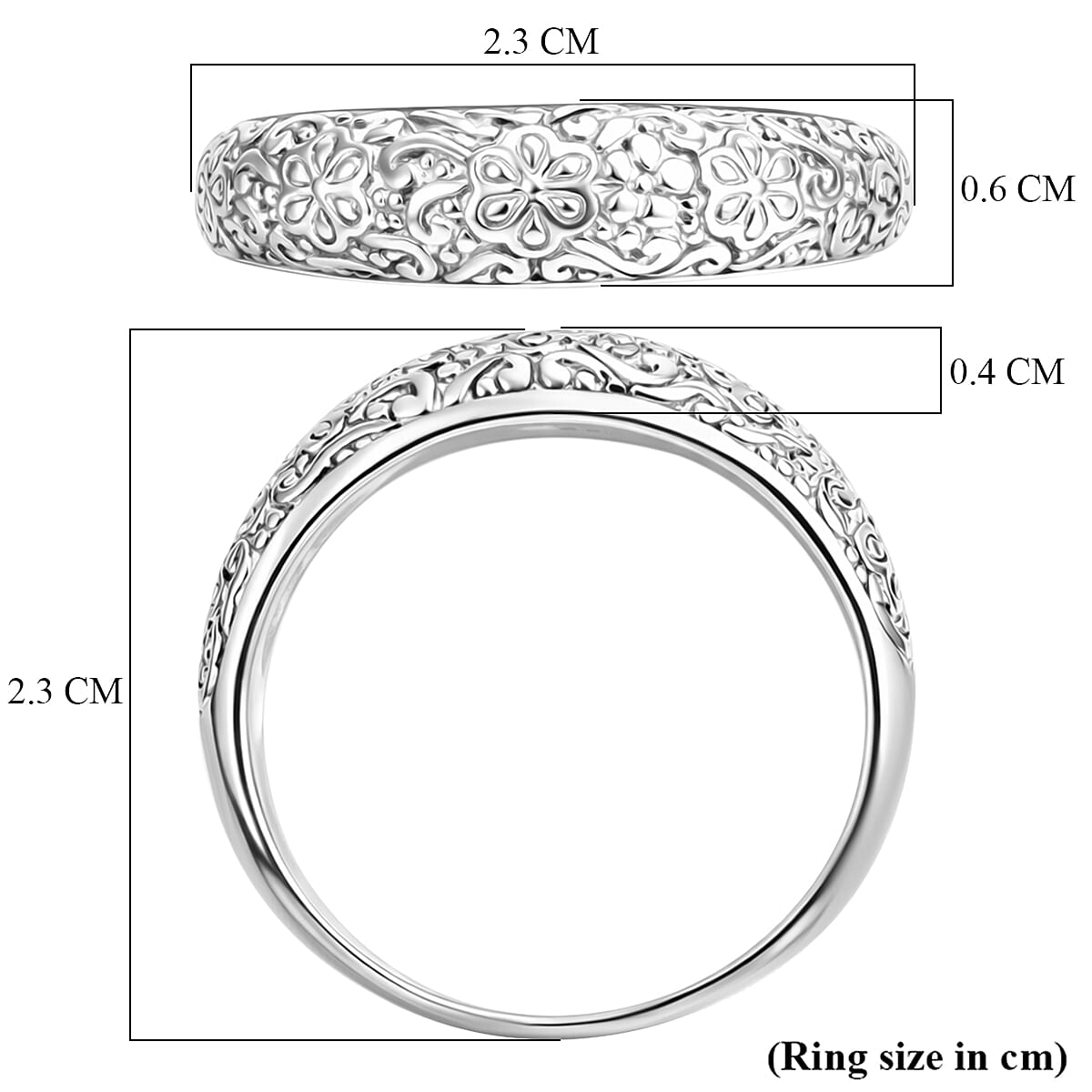 Floral Engraved Band Ring in Sterling Silver 8514137 6