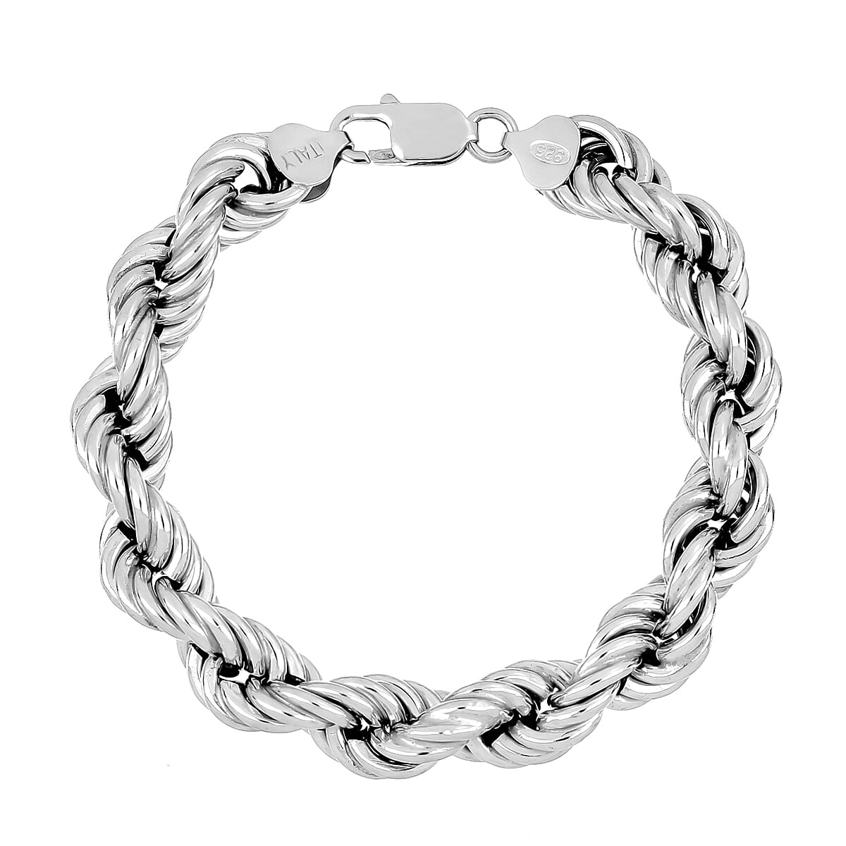 Sterling Silver 10.6MM Rope Bracelet (Size 7.5) with Lobster Clasp 8320955 0